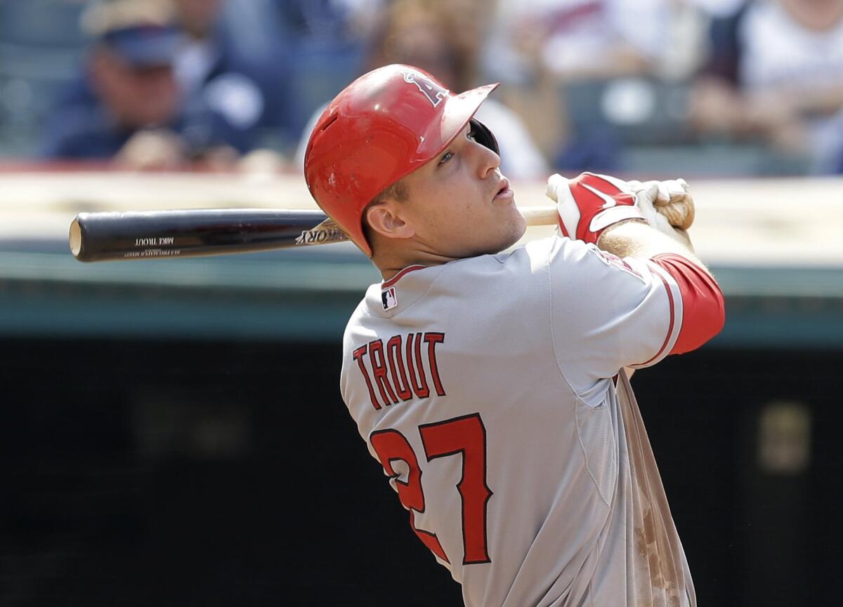 Outfielder Mike Trout had four hits and an RBI in the Angels' 9-2 loss to the Indians on Sunday at Progressive Field.