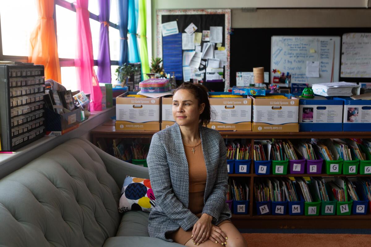 Crete Academy Principal Hattie Mitchell shown in a classroom. 