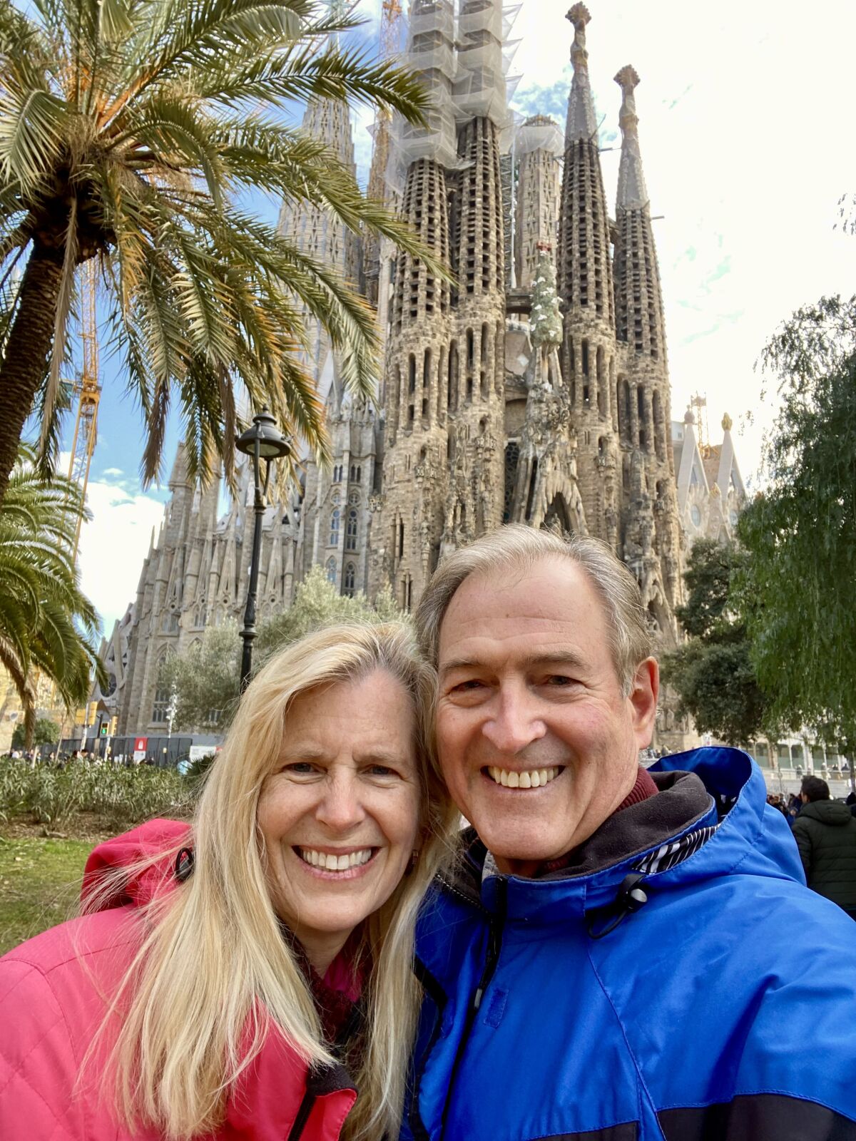 La Jolla Lutheran Church interim pastor Dan Hill and his wife, Colleen, visit the Sagrada Familia in Spain.