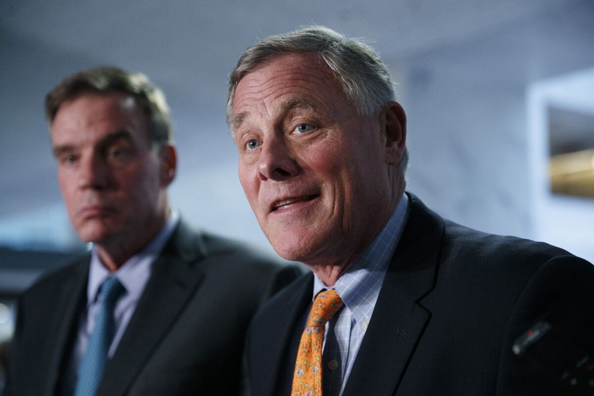 Sen. Richard Burr (R-N.C.), right, chairman of the Senate Intelligence Committee.
