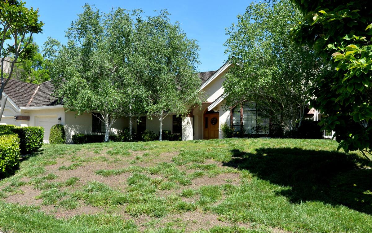 The Blackhawk homeowners association, a gated community in the San Francisco Bay Area, has threatened to fine homeowners for brown lawns despite California's continuing drought emergency. Pictured is a lawn in Blackhawk.