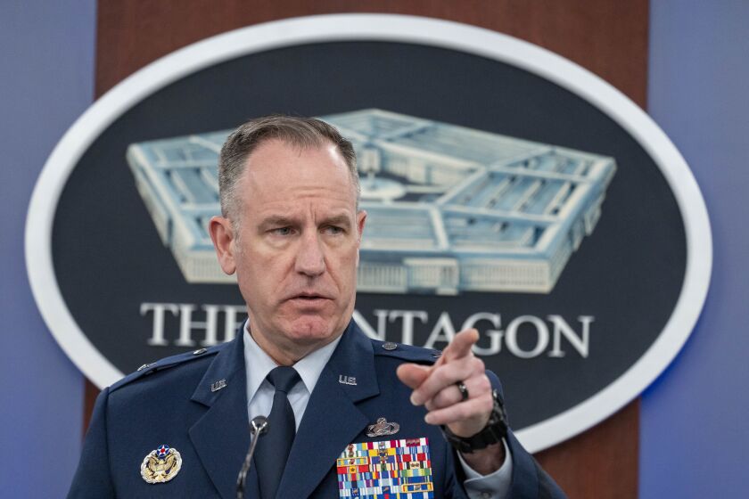 Pentagon spokesman U.S. Air Force Brig. Gen. Patrick Ryder speaks during a media briefing at the Pentagon, Tuesday, Jan. 24, 2023, in Washington. (AP Photo/Alex Brandon)