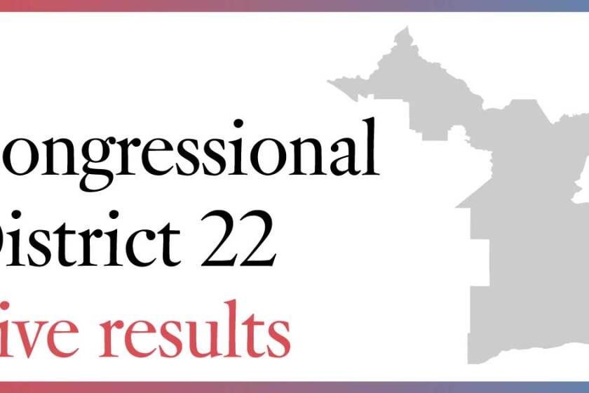 Image of congressional district 22. "Live results"