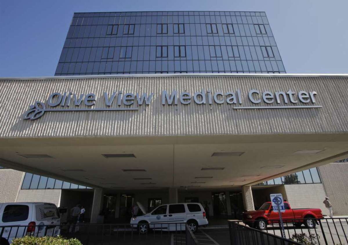 An on-duty nurse at Olive View-UCLA Medical Center in Sylmar was stabbed early Sunday and is in critical condition, according to the L.A. County Sheriff's Department.