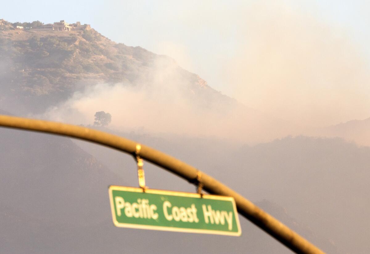 A hillside burns during the Franklin fire in Malibu.
