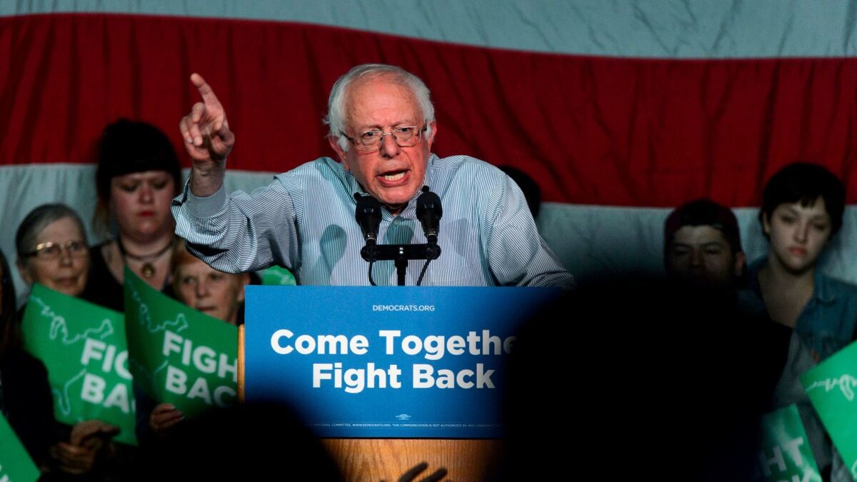 Former Democratic presidential candidate Sen. Bernie Sanders at the Rail Center in Salt Lake City, Utah on April 21.