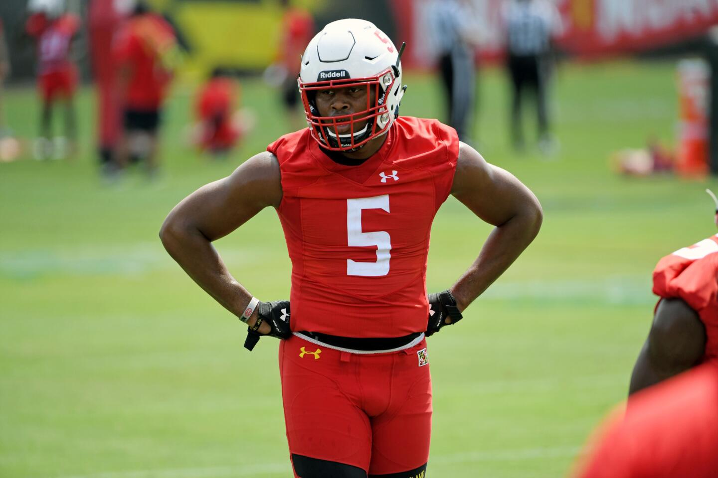 Shaq Smith, University of Maryland LB, at the Terps training camp on media day.