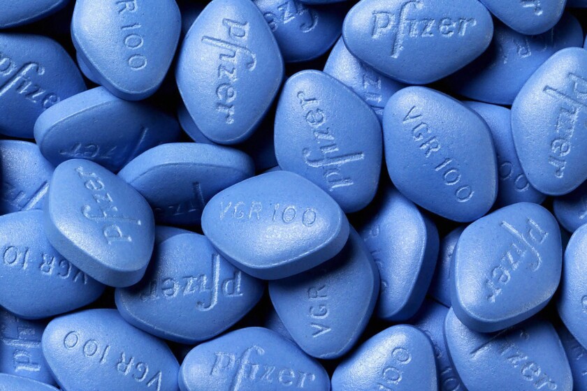 This file photo shows Viagra pills made by Pfizer.