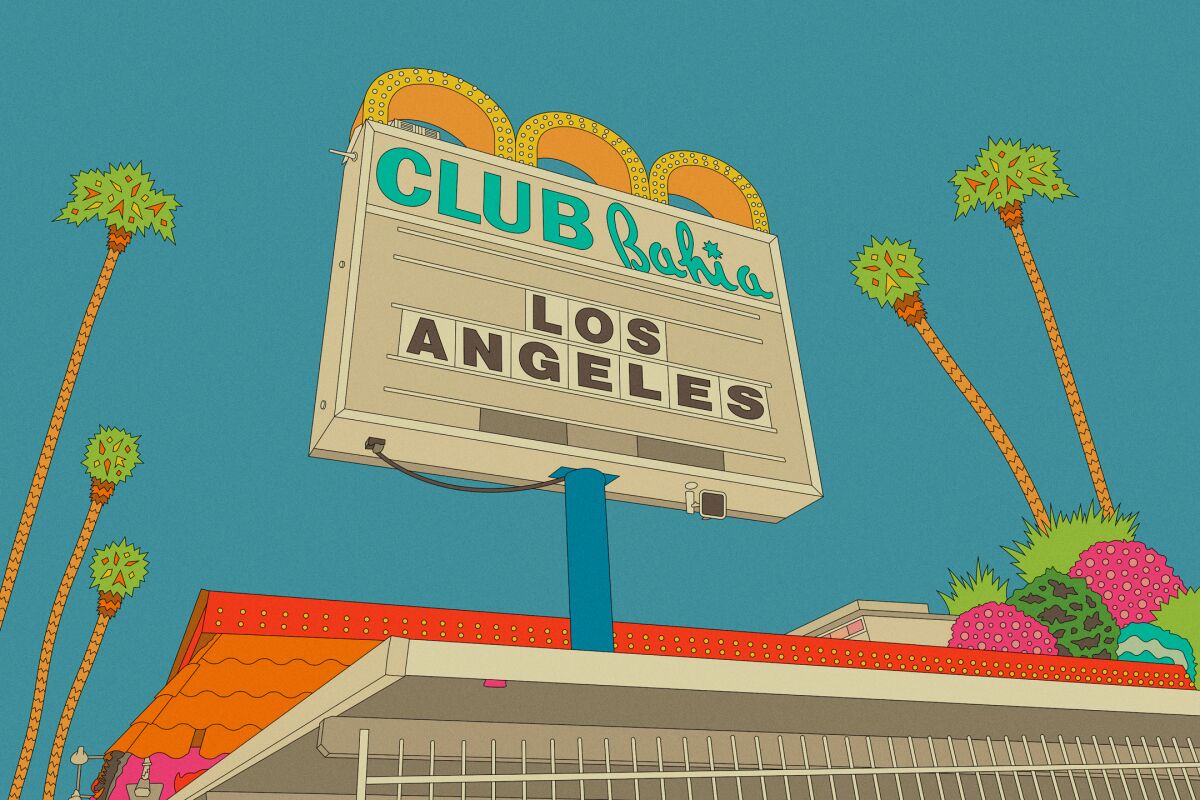 The sign of Club Bahia, illustrated