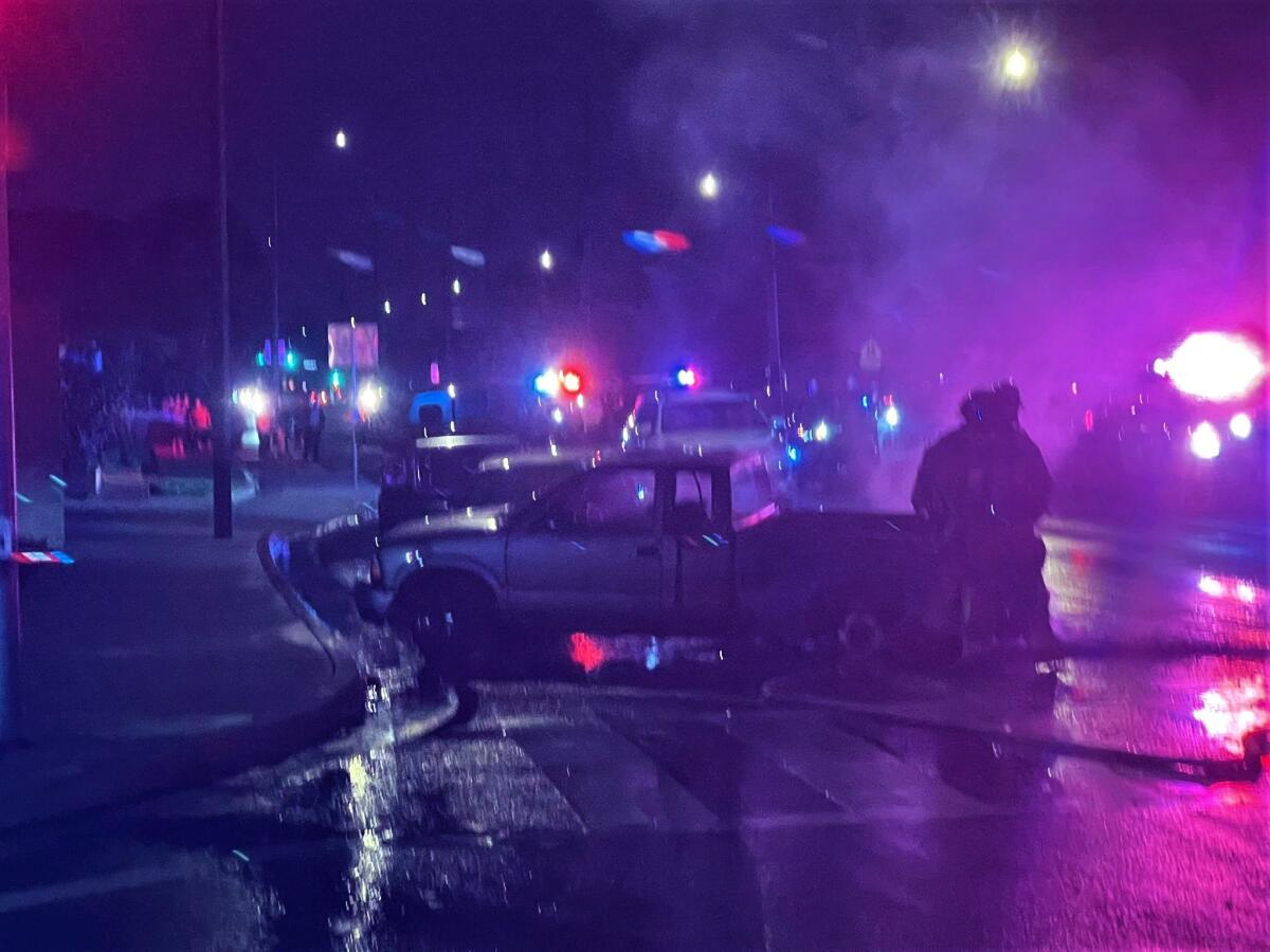 Costa Mesa fire crews rushed to Placentia Avenue and Victoria, where a police pursuit ended in a vehicle fire and a suicide.