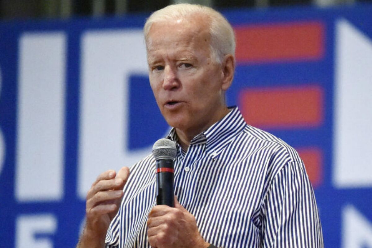 Joe Biden speaks at a town hall for his Democratic presidential campaign in Spartanburg, S.C.