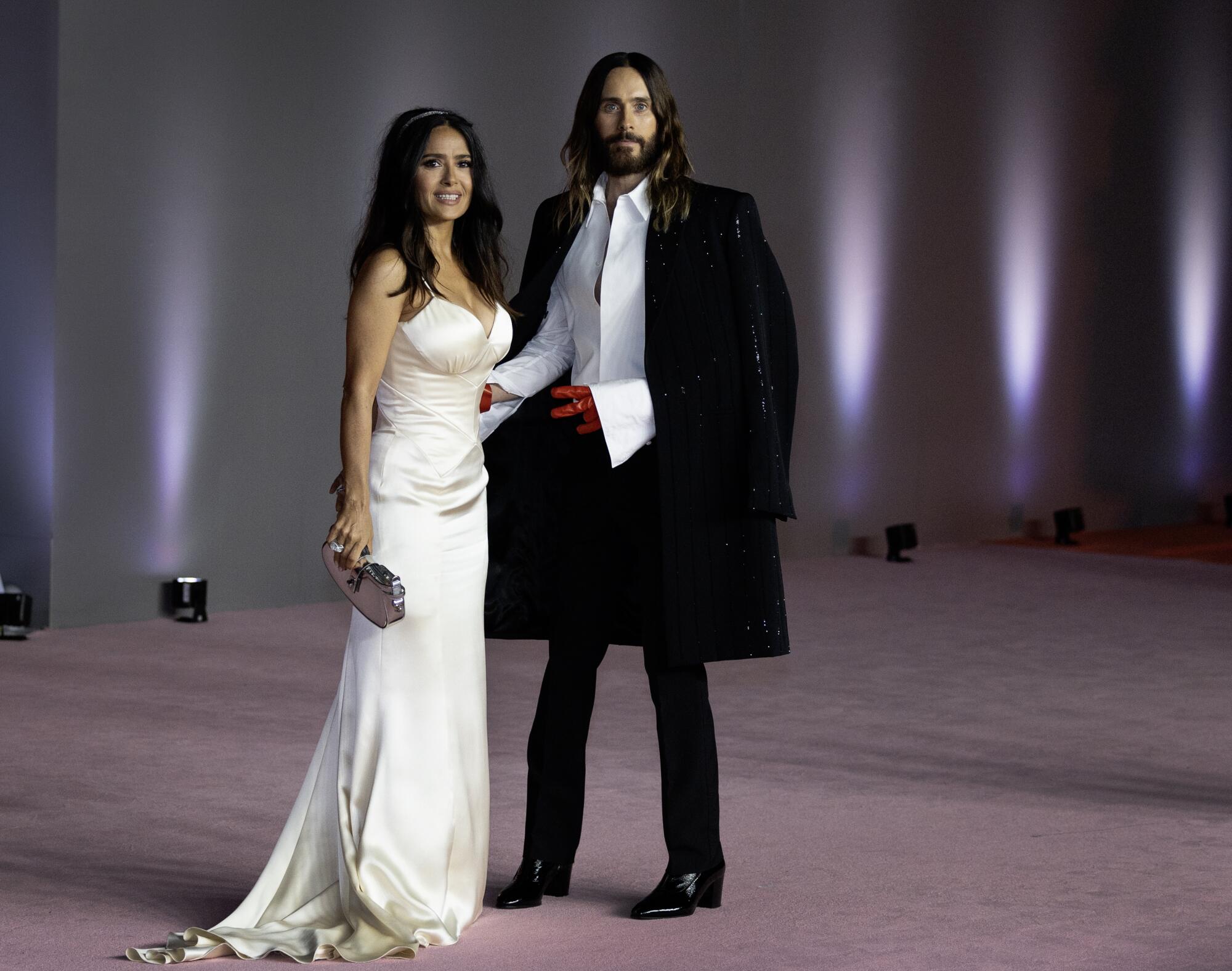 Salma Hayek and Jared Leto attend the 3rd Annual Academy Museum Gala at Academy Museum of Motion Pictures 