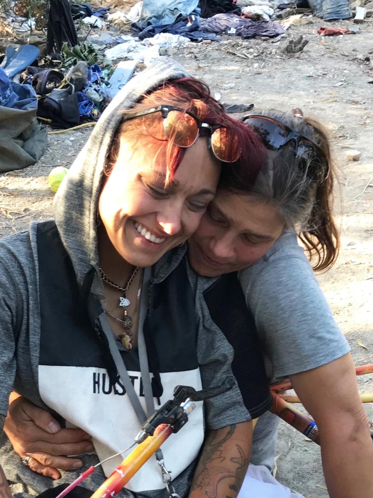 While living on the streets, Shyloh Nelson with her mom, Andrea.