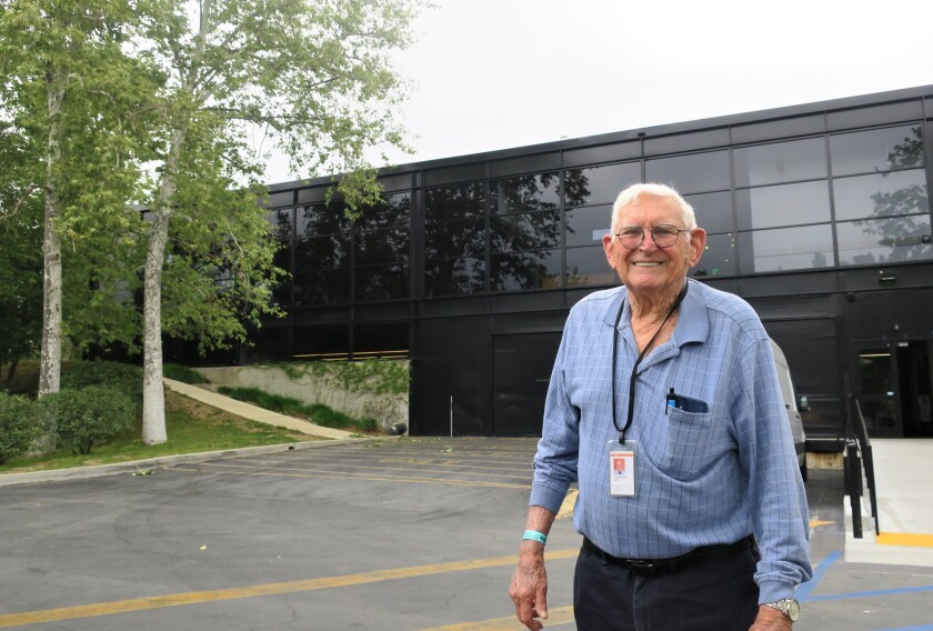 Bob Schureman outside ArtCenter College of Design's Hillside Campus Monday, where he taught his last class after 51 years.