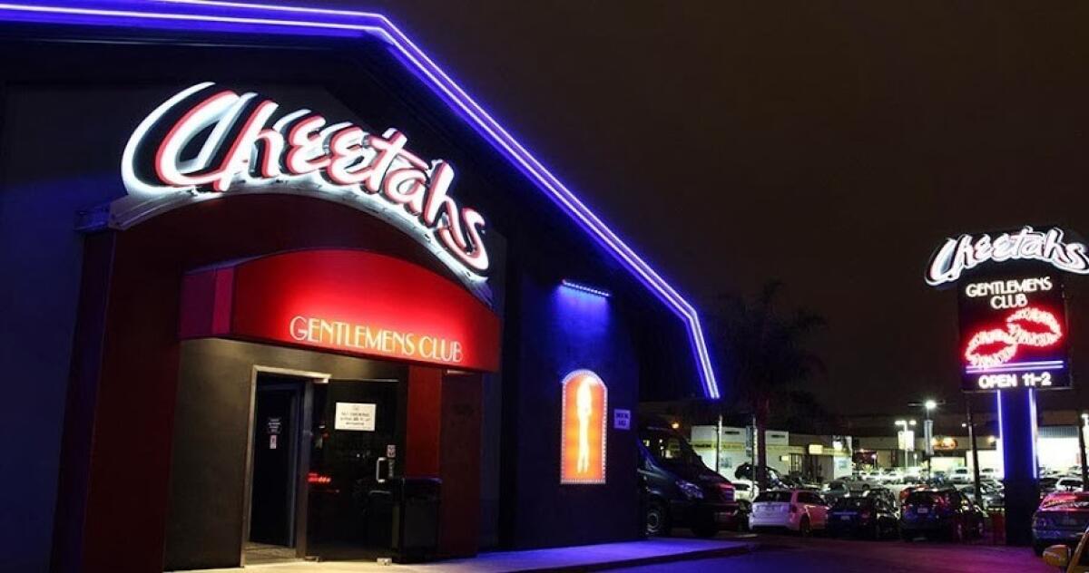 Neon lights on the exterior of Cheetahs Gentlemen's Club