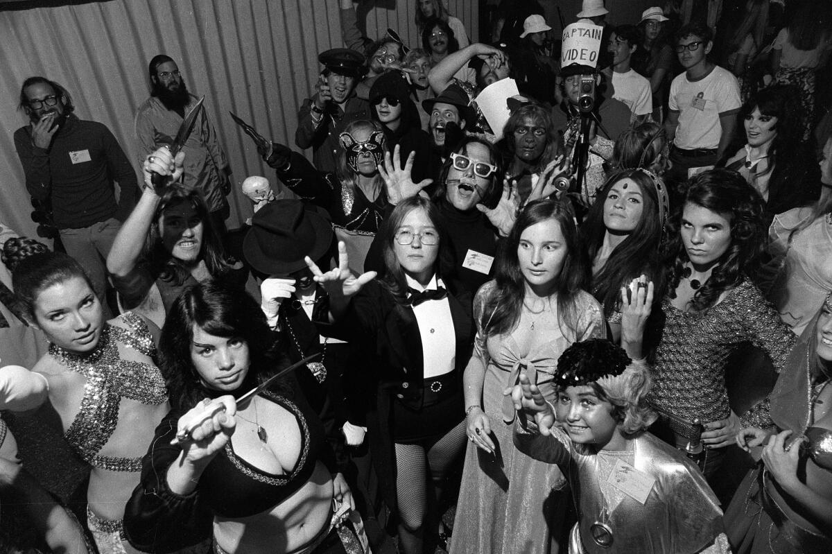 Comic fans in costume at the El Cortez Hotel.