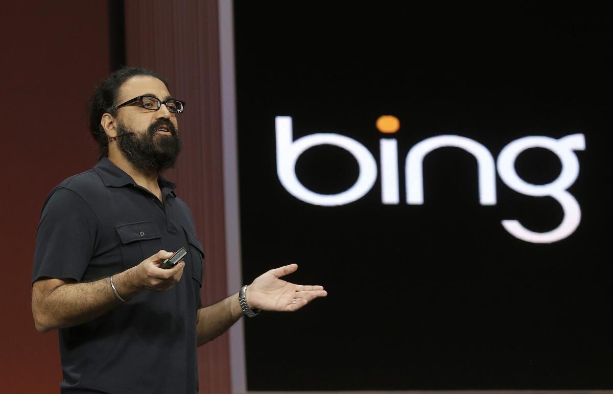 Microsoft executive Gurdeep Singh Pall speaks at an event in June. Searches made through Bing for Schools will have limited tracking features and will not include links to adult content.