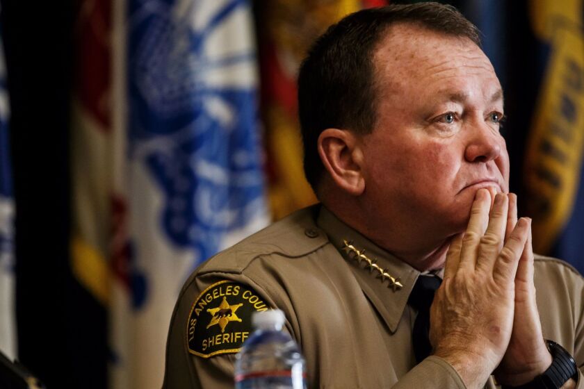 LOS ANGELES, CALIF. -- THURSDAY, JANUARY 26, 2017: L.A. County Sheriff Jim McDonnell pays attention during the first-ever meeting of the L.A. County Sheriff Civilian Oversight Commission held at Bob Hope Patriotic Hall in Los Angeles, Calif., on Jan. 26, 2017. (Marcus Yam / Los Angeles Times)