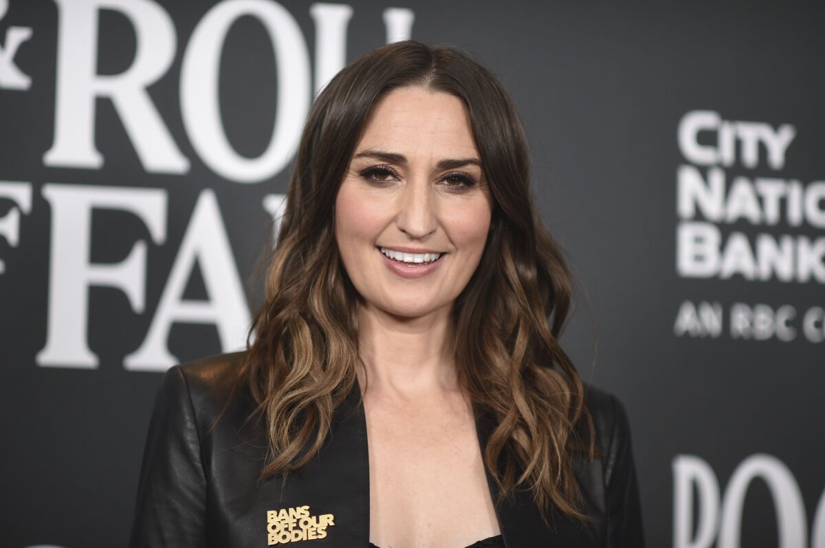 Sara Bareilles poses in the press room during the Rock & Roll Hall of Fame Induction Ceremony on Saturday, Nov. 5, 2022, at the Microsoft Theater in Los Angeles. (Photo by Richard Shotwell/Invision/AP)