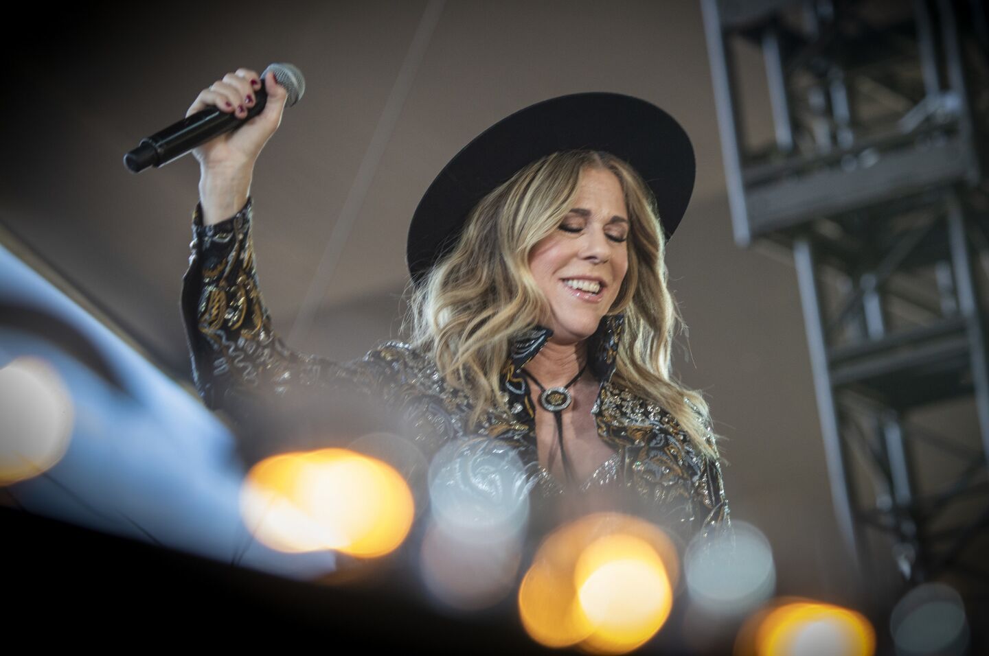 Rita Wilson performs on the Palomino Stage on the second of the three-day 2019 Stagecoach Country Music Festival, the world's biggest country music festival, at the Empire Polo Fields.