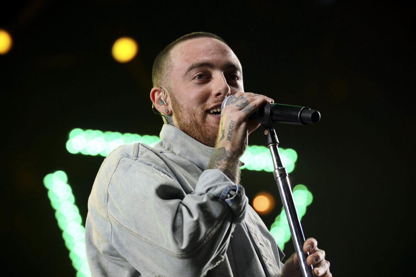 Rapper Mac Miller performs live on stage during weekend one of the three-day Coachella Valley Music and Arts Festival at the Empire Polo Grounds on Friday, April 14, 2017 in Indio, Calif. (Patrick T. Fallon/ For The Los Angeles Times)
