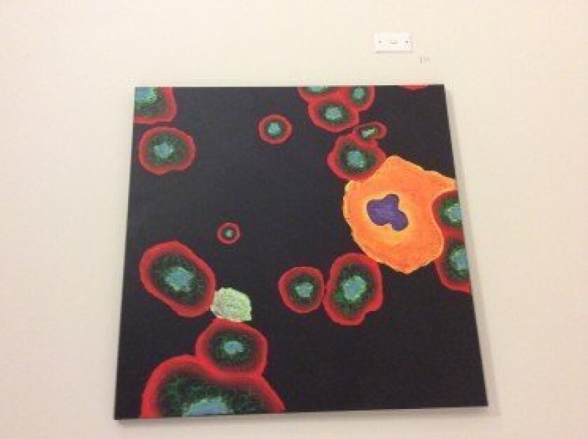 For the past four years, the CCA advanced painting students have had their bio-tech-themed art displayed publicly in the Carlsbad offices of Thermo Fisher.