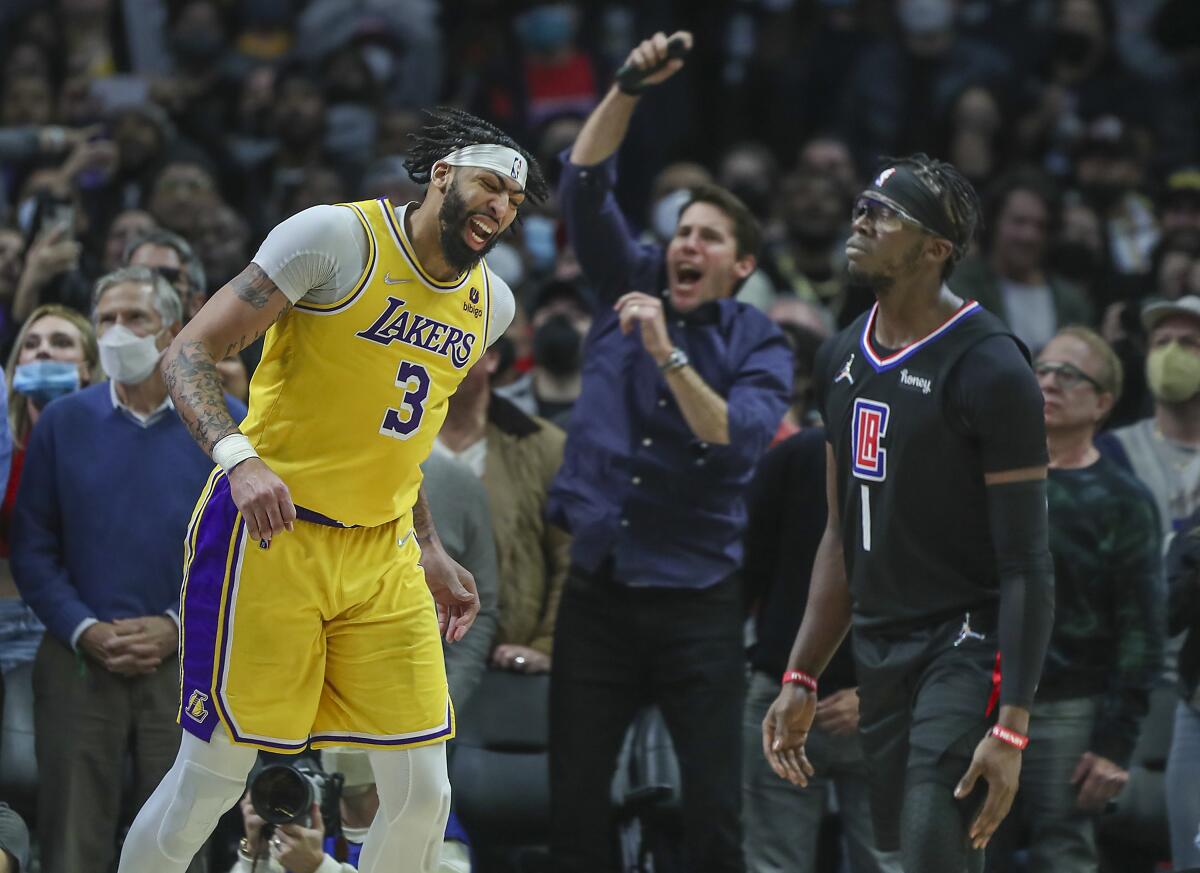 Anthony Davis reacts after missing his final shot.