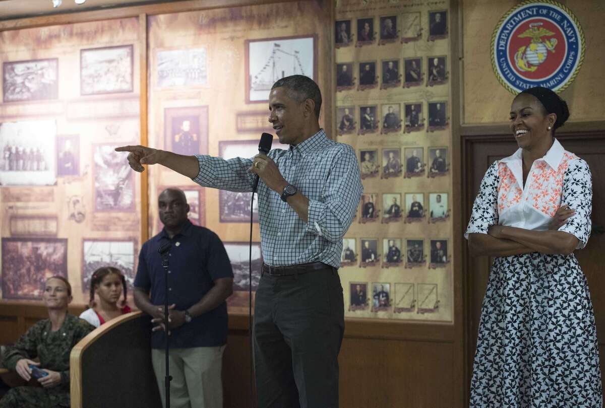 President Obama addresses troops on Christmas Day at Marine Corps Base Hawaii in Kaneohe, Hawaii.