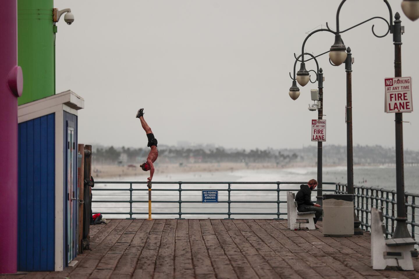 Gray skies over the Santa Monica Pier.