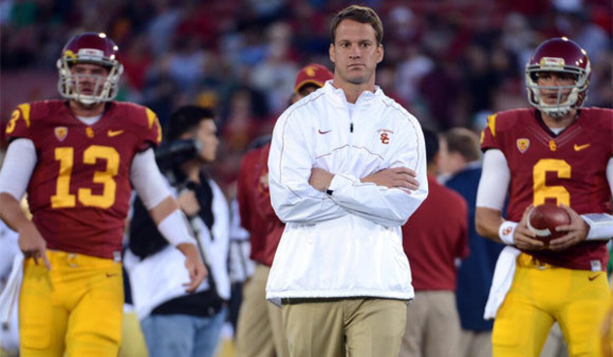 USC Coach Lane Kiffin may have the support of Athletic Director Pat Haden, but he's still on the hot seat in the eyes of many observers.