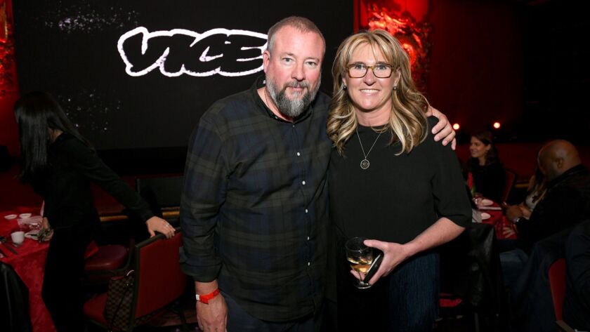 Vice co-founder Shane Smith and CEO Nancy Dubuc at the Vice NewFronts 2019 in New York City.