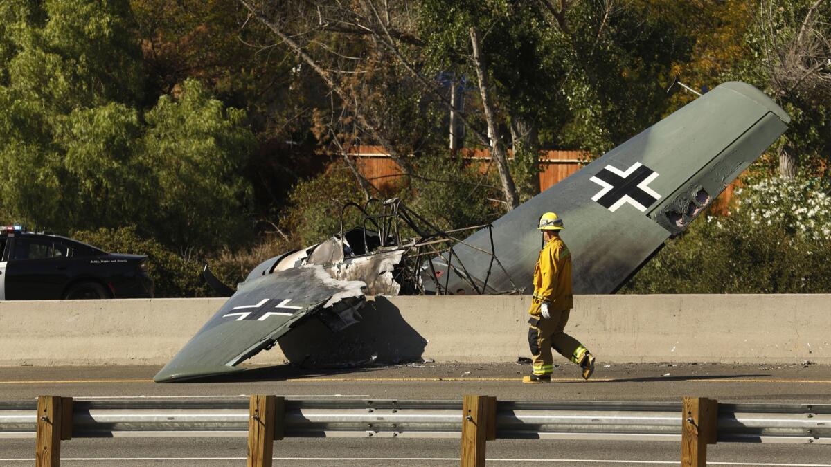 A vintage plane crash-landed on the 101 Freeway on Oct. 23, 2018. The pilot survived, but the traffic was backed up for miles.