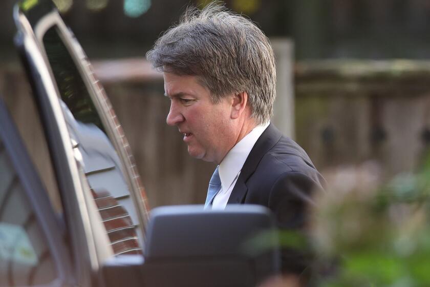 WASHINGTON, DC - SEPTEMBER 19: Supreme Court nominee Judge Brett Kavanaugh leaves his home September 19, 2018 in Chevy Chase, Maryland. Kavanaugh is scheduled to appear again before the Senate Judiciary Committee next Monday following allegations that have endangered his appointment to the Supreme Court. . (Photo by Win McNamee/Getty Images) ** OUTS - ELSENT, FPG, CM - OUTS * NM, PH, VA if sourced by CT, LA or MoD **