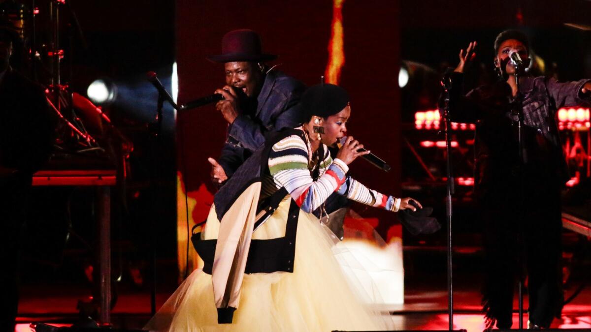 Lauryn Hill performs Tuesday night at the Hollywood Bowl.