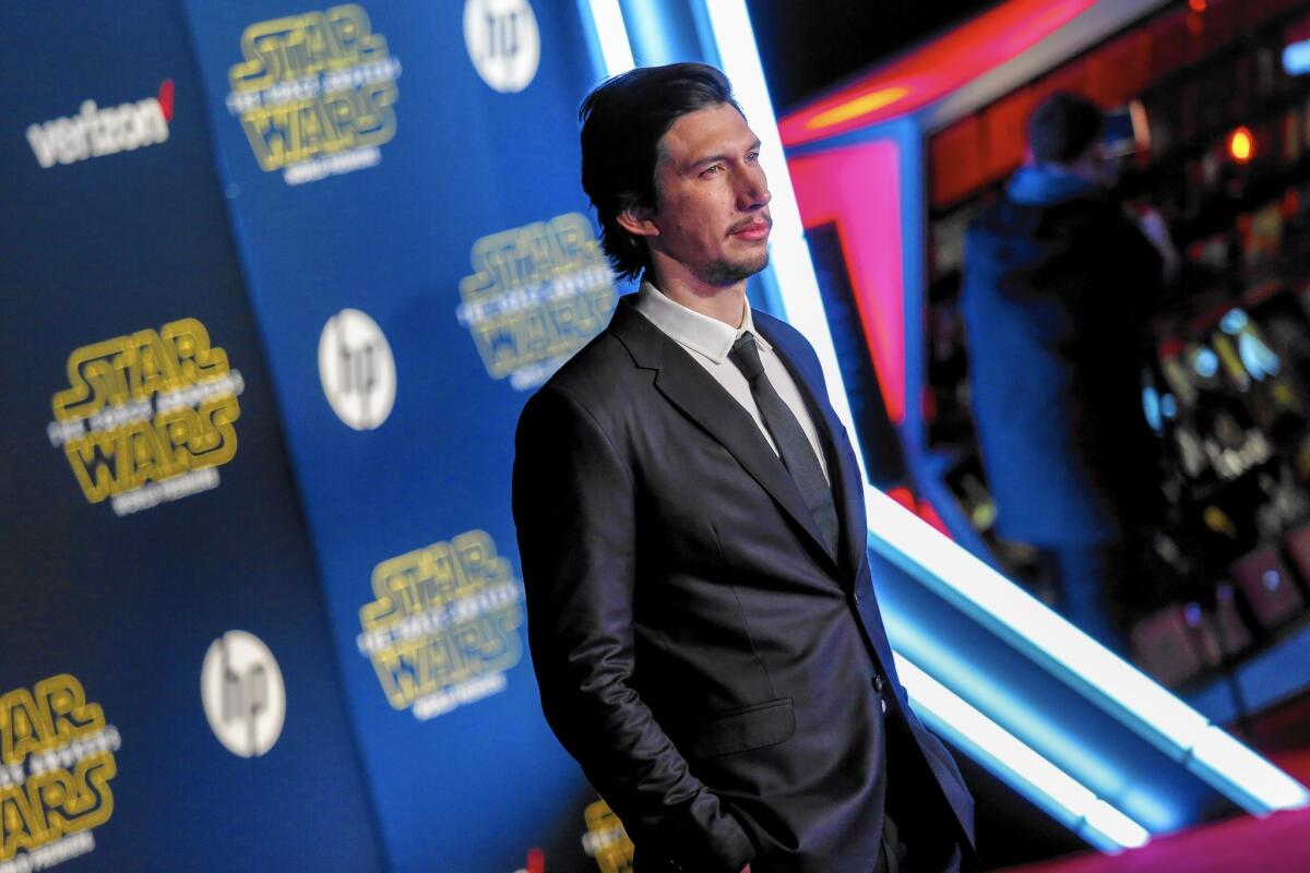 Adam Driver, who plays Kylo Ren, at the red-carpet premiere of "Star Wars: The Force Awakens" in Hollywood on Dec. 14, 2015.