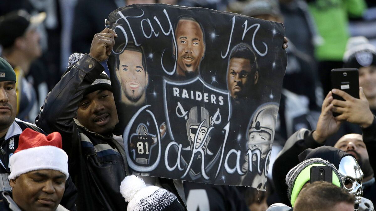 Raiders fans hoping the team will stay in Oakland will get their wish in 2016.