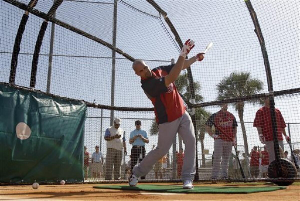 Pujols introduced at Cardinals spring training after agreeing to