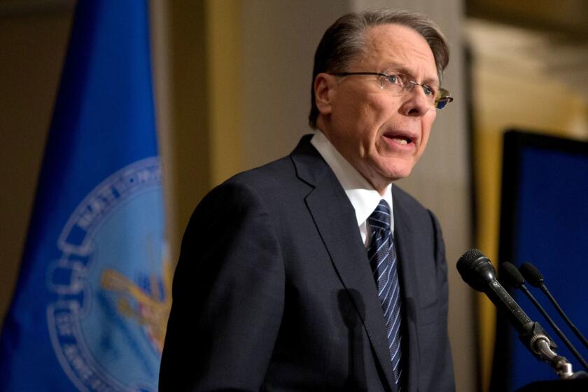 National Rifle Assn. CEO Wayne LaPierre is seen here defending gun ownership following the 2012 Newtown massacre. His organization advocated for the Florida gag rule preventing doctors from asking patients about guns in the home.
