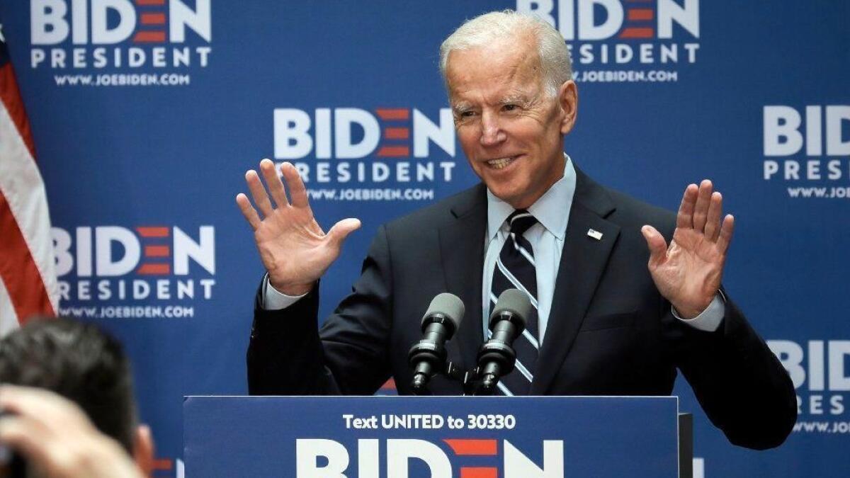 Democratic presidential candidate Joe Biden speaks at the City University of New York on Thursday.