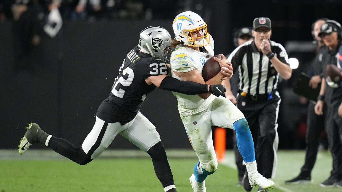 Chargers' playoff hopes take a big hit with loss to Raiders - Los Angeles  Times