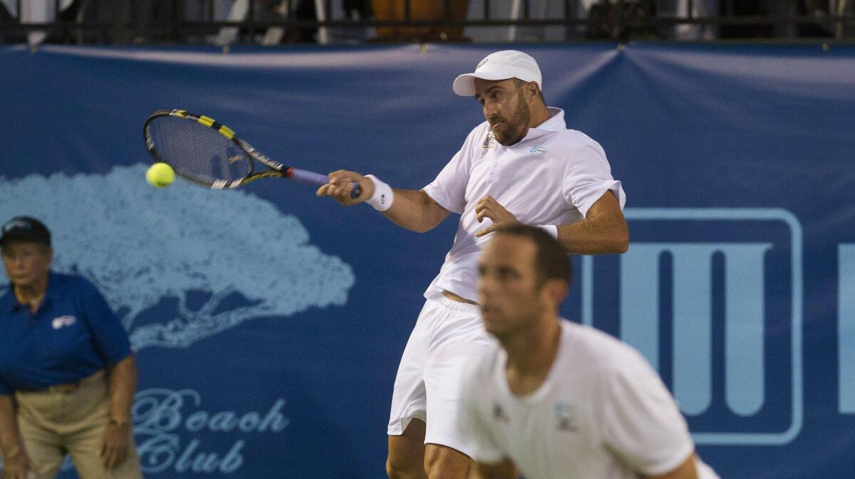 The Orange County Breakers’ Steve Johnson, shown hitting a forehand during the 2016 World Team Tennis season, returns to the Breakers for the 2020 season in West Virginia.