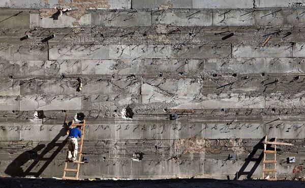 A Palestinian construction worker toils in the Jewish neighborhood of Har Homa in East Jerusalem. Israeli expansion in the disputed city, which Palestinians want as the capital of a future state, is a stumbling block to peace talks.