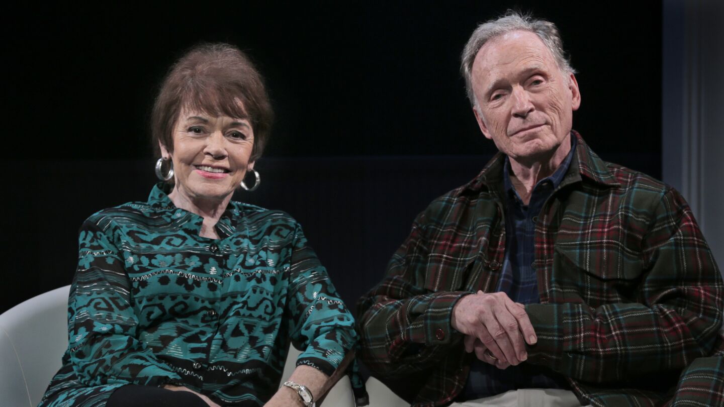 Marcia Rodd, left, and Dick Cavett reprise their roles in "Hellman v. McCarthy," a play inspired by actual events on "The Dick Cavett Show," at Theatre 40 in February. The production starred Cavett as himself and Rodd as literary celebrity Mary McCarthy.