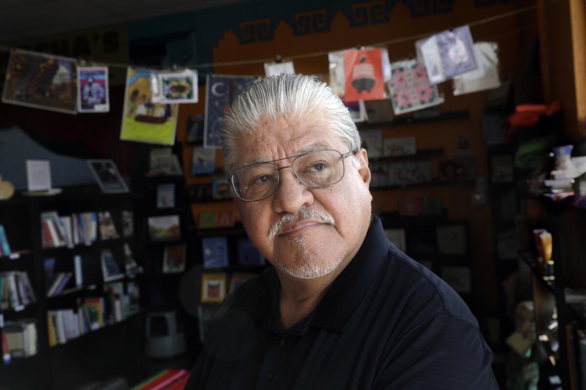 Author Luis J. Rodriguez at Tia Chucha's, the bookstore and cultural center he co-founded.