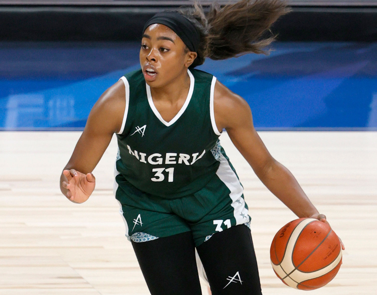 Nigeria's Erica Ogwumike handles the ball.