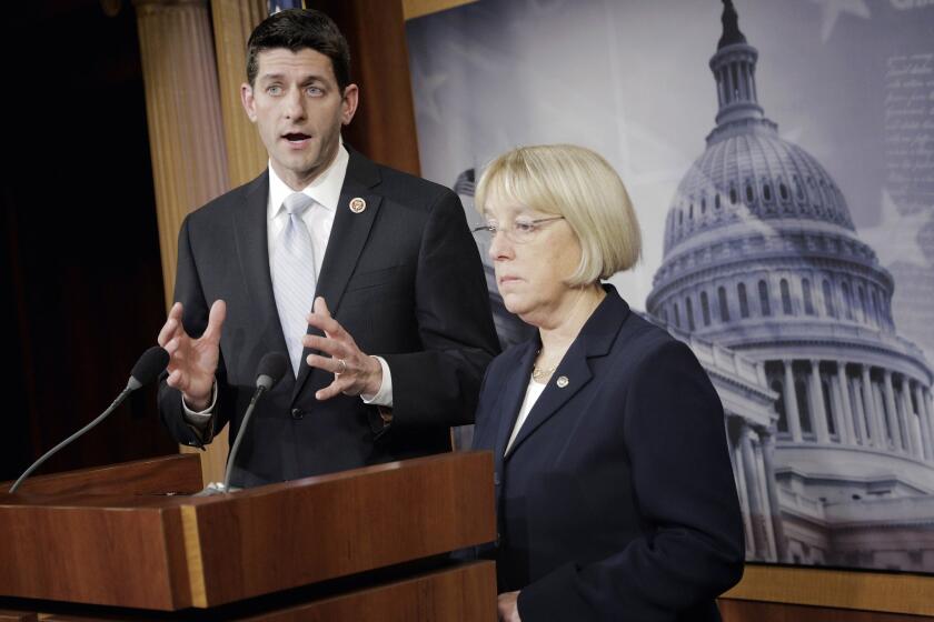 House Budget Committee Chairman Paul D. Ryan (R-Wis.) and Senate Budget Committee Chairwoman Patty Murray (D-Wash.) hold a news conference to announce a bipartisan budget deal Tuesday in Washington.