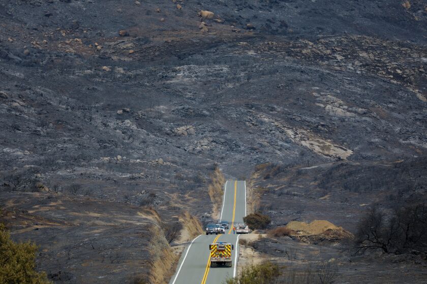 Much of the surrounding area around Lyons Valley Road has been burned during the Valley fire that began on Saturday.