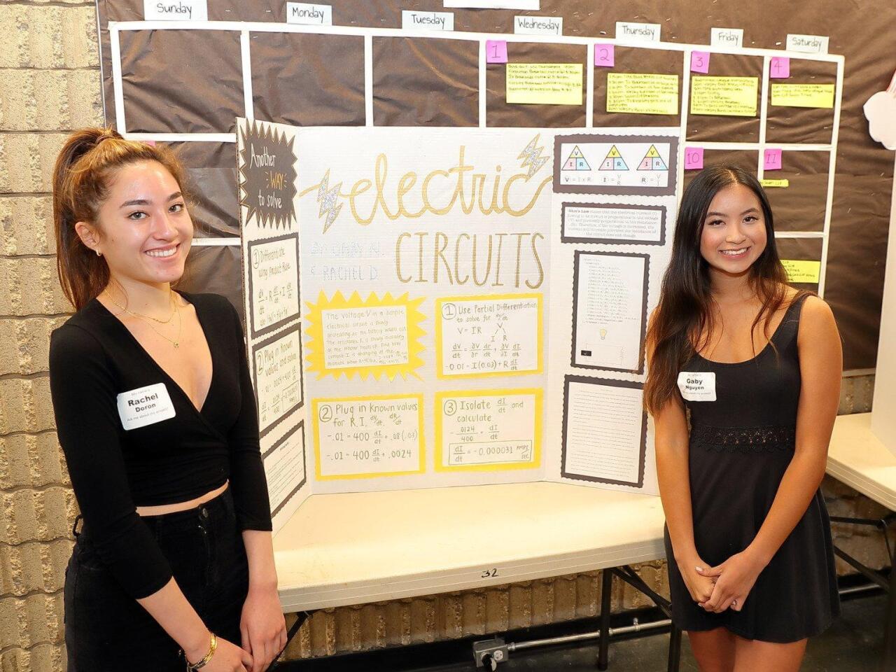 Rachel Doron and Gaby Nguyen with their project "Electric Circuits"