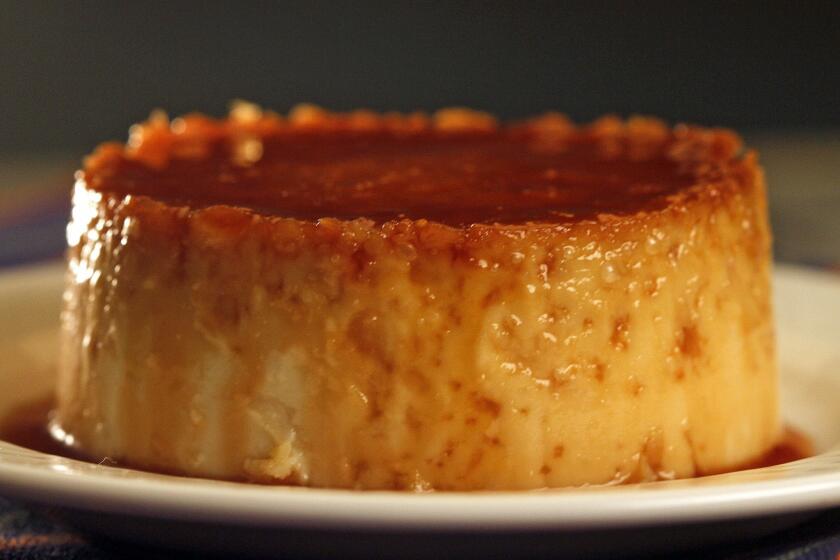 The coconut flan is baked with a caramel sauce. Read the recipe »