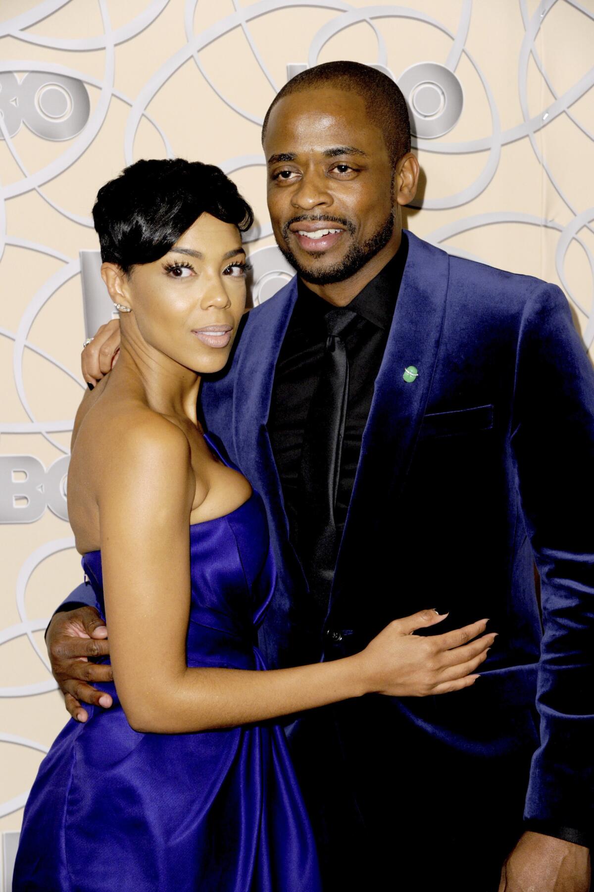 Actors Jazmyn Simon and husband Dulé  Hill arrive at an awards after party